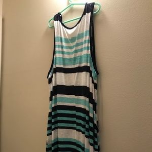 Blue and White Bathing Suit Cover-Up with